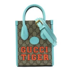 GUCCI Handbag Shoulder Bag GG Supreme Canvas Blue x Brown Women's 671623 90005g
